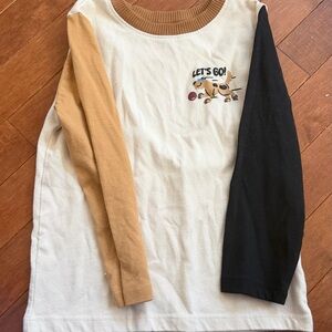 Garanimals Cream Colorblock Long Sleeve Tee with Dog Graphic - Tan & Black